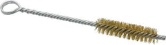 Made in USA - 2" Long x 1/2" Diam Brass Twisted Wire Bristle Brush - Double Spiral, 5-1/2" OAL, 0.006" Wire Diam, 0.162" Shank Diam - All Tool & Supply