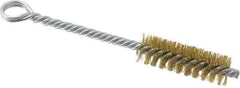 Made in USA - 2" Long x 5/8" Diam Brass Twisted Wire Bristle Brush - Double Spiral, 5-1/2" OAL, 0.008" Wire Diam, 0.209" Shank Diam - All Tool & Supply