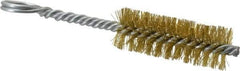 Made in USA - 2-1/2" Long x 7/8" Diam Brass Twisted Wire Bristle Brush - Double Spiral, 5-1/2" OAL, 0.01" Wire Diam, 0.235" Shank Diam - All Tool & Supply