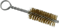 Made in USA - 2-1/2" Long x 1" Diam Brass Twisted Wire Bristle Brush - Double Spiral, 5-1/2" OAL, 0.01" Wire Diam, 0.235" Shank Diam - All Tool & Supply