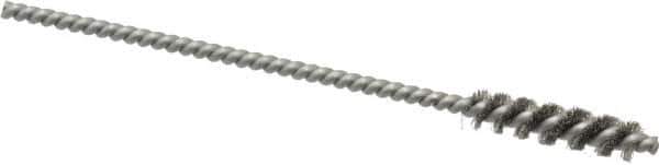 Made in USA - 6mm Diam Helical Stainless Steel Tube Brush - Single Spiral, 0.003" Filament Diam, 1" Brush Length, 4" OAL, 0.11" Diam Stainless Steel Shank - All Tool & Supply