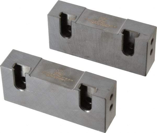 Snap Jaws - 4" Wide x 1-3/4" High x 1" Thick, Flat/No Step Vise Jaw - Soft, Steel, Fixed Jaw, Compatible with 4" Vises - All Tool & Supply