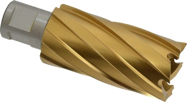 Annular Cutter: 1-3/16″ Dia, 2″ Depth of Cut, High Speed Steel 3/4″ Shank Dia, Weldon Flat Shank, 2 Flats, TiN Finish