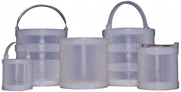 Made in USA - Round Polypropylene Dipping Basket - 1/16" Perforation, 8" Wide - All Tool & Supply