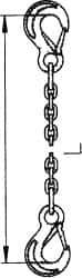 Pewag - 10' Long x 6" Wide, 17,900 Lb Basket Capacity, 17,900 Lb Vertical Capacity, 1 Ply, Alloy Steel Web Sling - 17,900 Lb Choker Capacity, SSS Chain Sling, 1/2" Diam Chain, Blue, with Sling Hooks on Each End - All Tool & Supply