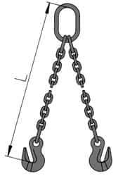 Pewag - 5' Long, 20,800 Lb Basket Capacity, 20,800 Lb Vertical Capacity, Alloy Steel Web Sling - DOG Chain Sling, 1/2" Diam Chain, Silver (Color), with 2 Grab Hooks & Master Link - All Tool & Supply