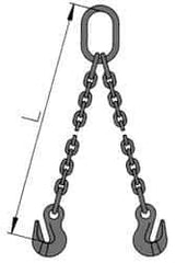 Pewag - 10' Long, 6,100 Lb Basket Capacity, 6,100 Lb Vertical Capacity, Alloy Steel Web Sling - DOG Chain Sling, 9/32" Diam Chain, Silver (Color), with 2 Grab Hooks & Master Link - All Tool & Supply