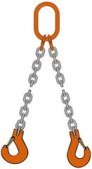 Pewag - 10' Long x 10" Wide, 4,700 Lb Basket Capacity, 4,700 Lb Vertical Capacity, Alloy Steel Web Sling - DOS Chain Sling, 7/32" Diam Chain, Self-Colored, with 2 Sling Hooks & Master Link - All Tool & Supply