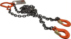 Pewag - 5' Long x 10" Wide, 4,700 Lb Basket Capacity, 4,700 Lb Vertical Capacity, Alloy Steel Web Sling - DOS Chain Sling, 7/32" Diam Chain, Self-Colored, with 2 Sling Hooks & Master Link - All Tool & Supply