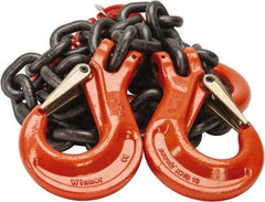 Pewag - 5' Long x 10" Wide, 26,000 Lb Basket Capacity, 26,000 Lb Vertical Capacity, Alloy Steel Web Sling - DOS Chain Sling, 1/2" Diam Chain, Self-Colored, with 2 Sling Hooks & Master Link - All Tool & Supply