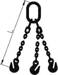 Pewag - 10' Long x 10" Wide, 39,000 Lb Basket Capacity, 39,000 Lb Vertical Capacity, Alloy Steel Web Sling - TOG Chain Sling, 1/2" Diam Chain, Self-Colored, with 3 Grab Hooks & Master Link - All Tool & Supply