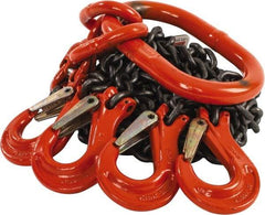 Pewag - 5' Long x 10" Wide, 7,000 Lb Basket Capacity, 7,000 Lb Vertical Capacity, Alloy Steel Web Sling - QOS Chain Sling, 7/32" Diam Chain, Self-Colored, with 4 Sling Hooks & Master Link - All Tool & Supply