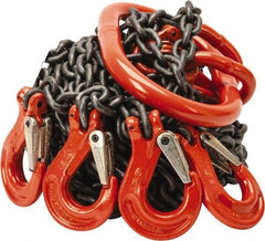 Pewag - 10' Long x 10" Wide, 7,000 Lb Basket Capacity, 7,000 Lb Vertical Capacity, Alloy Steel Web Sling - QOS Chain Sling, 7/32" Diam Chain, Self-Colored, with 4 Sling Hooks & Master Link - All Tool & Supply