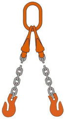 Pewag - 5' Long, 12,300 Lb Basket Capacity, 12,300 Lb Vertical Capacity, Alloy Steel Web Sling - DOG Chain Sling, 1/2" Diam Chain, Silver (Color), with 2 Grab Hooks, Master Link & 2 Shortening Hooks - All Tool & Supply