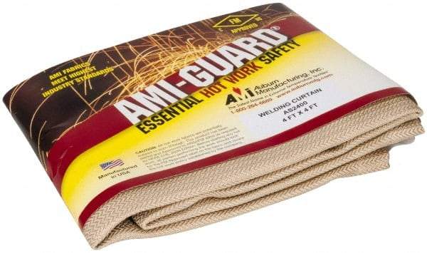 Auburn Mfr - 4' High x 4' Wide x 0.04" Thick Silica Welding Curtain - Tan, Grommet - All Tool & Supply