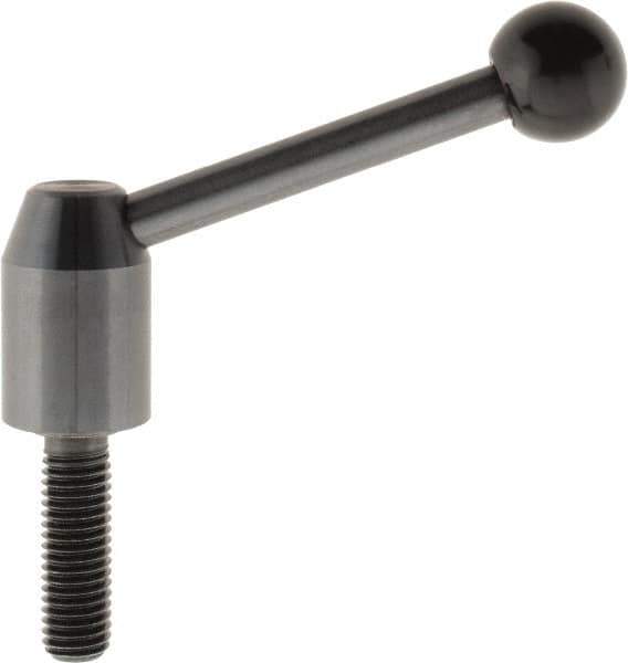 J.W. Winco - M10 x 1.5, 13.5mm Hub Diam, Steel Threaded Stud Adjustable Clamping Handle - 70mm OAL, 33.5mm High - All Tool & Supply