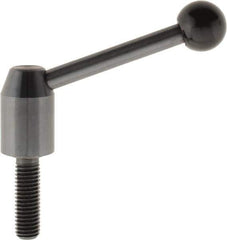 J.W. Winco - M10 x 1.5, 13.5mm Hub Diam, Steel Threaded Stud Adjustable Clamping Handle - 70mm OAL, 33.5mm High - All Tool & Supply