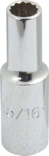 Proto - 5/16", 3/8" Drive, Deep Hand Socket - 12 Points, 2-1/8" OAL, Chrome Finish - All Tool & Supply