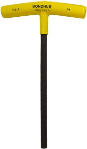 Bondhus - 3/8" Hex, T-Handle Cushion Grip, Hex Key - 9" OAL, Protanium High Torque Steel, Inch System of Measurement - All Tool & Supply