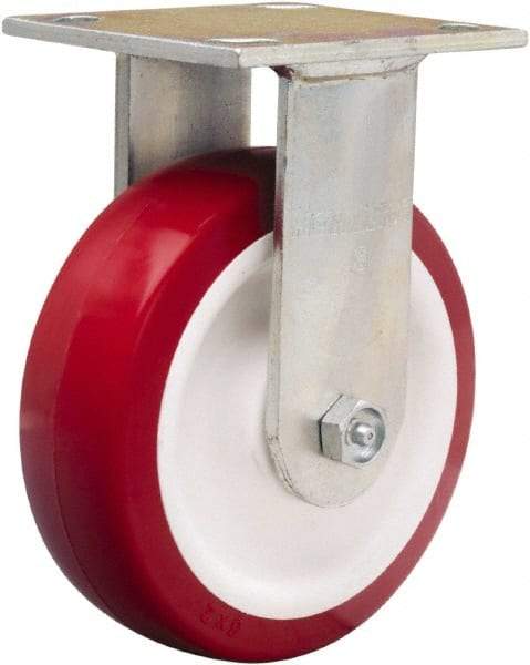 Hamilton - 6" Diam x 2" Wide x 7-1/2" OAH Top Plate Mount Rigid Caster - Polyurethane Mold on Polypropylene, 800 Lb Capacity, Straight Roller Bearing, 4 x 4-1/2" Plate - All Tool & Supply