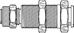 Parker - 3/8" OD, Grade 316Stainless Steel Bulkhead Coupler Body - 150 Max Working psi, 13/16" Hex, Comp x Comp Ends - All Tool & Supply