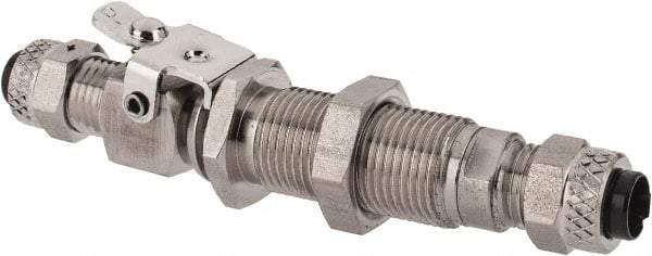 Parker - 1/4" OD, Grade 316Stainless Steel Single End Shutoff Bulkhead Coupler - 150 Max Working psi, 5/8" Hex, Comp x Comp Ends - All Tool & Supply