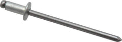 Marson - Size 44 Button Head Steel Open End Blind Rivet - Steel Mandrel, 0.032" to 1/8" Grip, 1/4" Head Diam, 0.129" to 0.133" Hole Diam, 0.275" Length Under Head, 1/8" Body Diam - All Tool & Supply