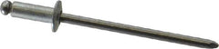 Marson - Button Head Steel Open End Blind Rivet - Steel Mandrel, 0.126" to 0.187" Grip, 1/4" Head Diam, 0.129" to 0.133" Hole Diam, 0.337" Length Under Head, 1/8" Body Diam - All Tool & Supply