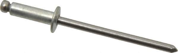 Marson - Button Head Steel Open End Blind Rivet - Steel Mandrel, 0.188" to 1/4" Grip, 1/4" Head Diam, 0.129" to 0.133" Hole Diam, 0.4" Length Under Head, 1/8" Body Diam - All Tool & Supply