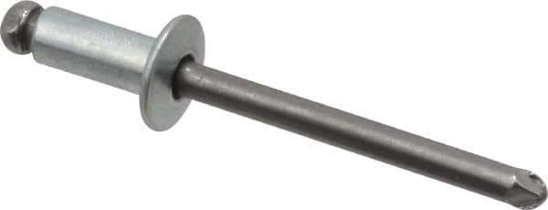 Marson - Button Head Steel Open End Blind Rivet - Steel Mandrel, 0.188" to 1/4" Grip, 3/8" Head Diam, 0.192" to 0.196" Hole Diam, 0.45" Length Under Head, 3/16" Body Diam - All Tool & Supply