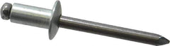 Marson - Button Head Steel Open End Blind Rivet - Steel Mandrel, 0.126" to 1/4" Grip, 1/2" Head Diam, 0.257" to 0.261" Hole Diam, 1/2" Length Under Head, 1/4" Body Diam - All Tool & Supply