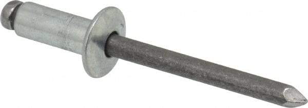 Marson - Button Head Steel Open End Blind Rivet - Steel Mandrel, 0.251" to 3/8" Grip, 1/2" Head Diam, 0.257" to 0.261" Hole Diam, 5/8" Length Under Head, 1/4" Body Diam - All Tool & Supply