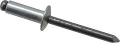 Marson - Button Head Steel Open End Blind Rivet - Steel Mandrel, 0.376" to 1/2" Grip, 1/2" Head Diam, 0.257" to 0.261" Hole Diam, 3/4" Length Under Head, 1/4" Body Diam - All Tool & Supply