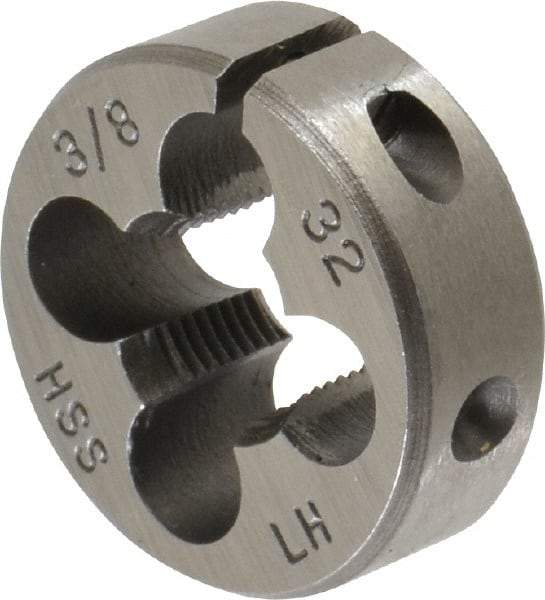 Interstate - 3/8-32 UNEF Thread, 1" Outside Diam High Speed Steel Round Die - Left Hand Thread, Adjustable - Exact Industrial Supply