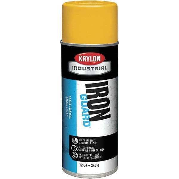 Krylon - OSHA Yellow, Gloss, Enamel Spray Paint - 12 to 15 Sq Ft per Can, 12 oz Container, Use on Masonry, Metal, Plaster, Plastic Foam & Wicker, Plastics, Wood - All Tool & Supply