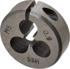 Interstate - M5x0.90 Metric Special Thread, 1" Outside Diam High Speed Steel Round Die - Right Hand Thread, Adjustable - Exact Industrial Supply