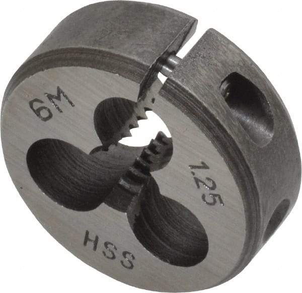 Interstate - M6x1.25 Metric Special Thread, 1" Outside Diam High Speed Steel Round Die - Right Hand Thread, Adjustable - Exact Industrial Supply