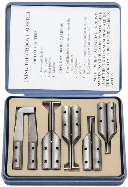 SPI - 6" OAL, Accurate up to 0.001", 0.4, 0.65 & 1mm Wide Flange, Hard Chrome Steel Caliper Attachment Set - 5 Pieces, 10, 16, 25, 32 & 76mm Bore Depth, For Use with 6" Vernier, Dial & Digital Calipers - All Tool & Supply