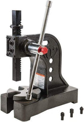 Palmgren - 1-1/4" Ram, 5-15/16" Throat Depth, 2 Ton Manual Arbor Press - 8" Max Work Height x 11-7/8" Max Work Width, Single Leverage, 6-1/2" Base Width x 16" Base Depth - All Tool & Supply