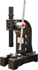 Palmgren - 1-1/2" Ram, 6-1/4" Throat Depth, 3 Ton Manual Arbor Press - 12-1/2" Max Work Height x 12-1/2" Max Work Width, Single Leverage, 7-7/8" Base Width x 18" Base Depth - All Tool & Supply