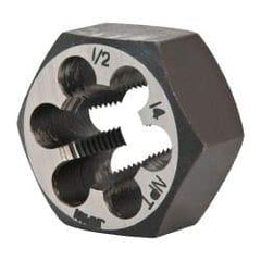 Interstate - 1/2-14 NPT Thread, Hex Pipe Die - Carbon Steel - Exact Industrial Supply