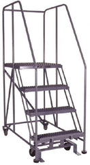 PW Platforms - 4 Step, 70 Inch Overall Height, Grip Strut Tread, Rolling Safety Ladder - 600 Lb. Load Capacity, 40 Inch Platform Height, 26 Inch Base Width x 52 Inch Base Depth - All Tool & Supply