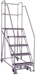 PW Platforms - 5 Step, 86 Inch Overall Height, Grip Strut Tread, Rolling Safety Ladder - 600 Lb. Load Capacity, 50 Inch Platform Height, 26 Inch Base Width x 60 Inch Base Depth - All Tool & Supply