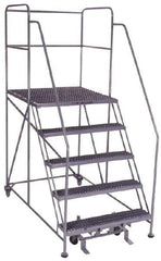 PW Platforms - 5 Step, 86 Inch Overall Height, Grip Strut Tread, Rolling Safety Ladder - 600 Lb. Load Capacity, 50 Inch Platform Height, 40 Inch Base Width x 67 Inch Base Depth - All Tool & Supply