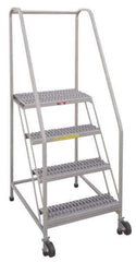 PW Platforms - 5 Step, 80 Inch Overall Height, Grip Strut Tread, Tilt and Roll Safety Ladder - 350 Lb. Load Capacity, 50 Inch Platform Height, 28 Inch Base Width x 43 Inch Base Depth - All Tool & Supply