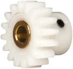 Made in USA - 24 Pitch, 0.667" Pitch Diam, 3/4" OD, 16 Tooth Spur Gear - 1/4" Face Width, 3/16" Bore Diam, 31/64" Hub Diam, 20° Pressure Angle, Acetal - All Tool & Supply