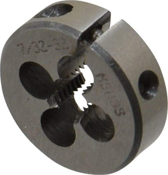 Interstate - 7/32-32 UNS Thread, 13/16" Outside Diam High Speed Steel Round Die - Right Hand Thread, Adjustable - Exact Industrial Supply