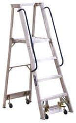 Louisville - 48" 4 Step Ladder - Rolling Platform Ladder, 300 Lb Capacity, 4" Platform Height, 24-1/4" Base Width x 44-3/4" Base Depth - All Tool & Supply