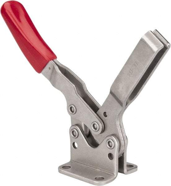 De-Sta-Co - 850 Lb Holding Capacity, Horizontal Handle, Manual Hold Down Toggle Clamp - 70° Handle Movement, 92° Bar Opening, U-Bar, Flanged Base, Electro-Plated Zinc, Stainless Steel - All Tool & Supply