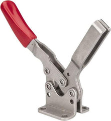 De-Sta-Co - 850 Lb Holding Capacity, Horizontal Handle, Manual Hold Down Toggle Clamp - 70° Handle Movement, 92° Bar Opening, U-Bar, Flanged Base, Electro-Plated Zinc, Stainless Steel - All Tool & Supply